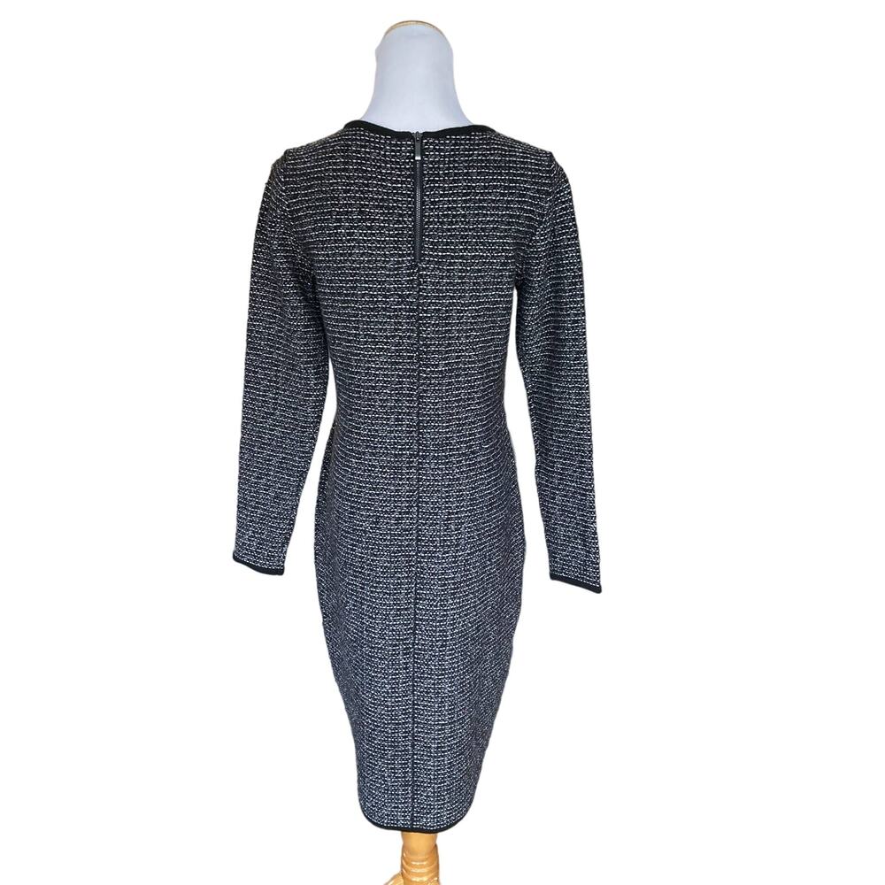 Talbots Wool Blend Sweater Dress S Black White Knit Long Sleeve Knee Length NWT - Picture 2 of 7